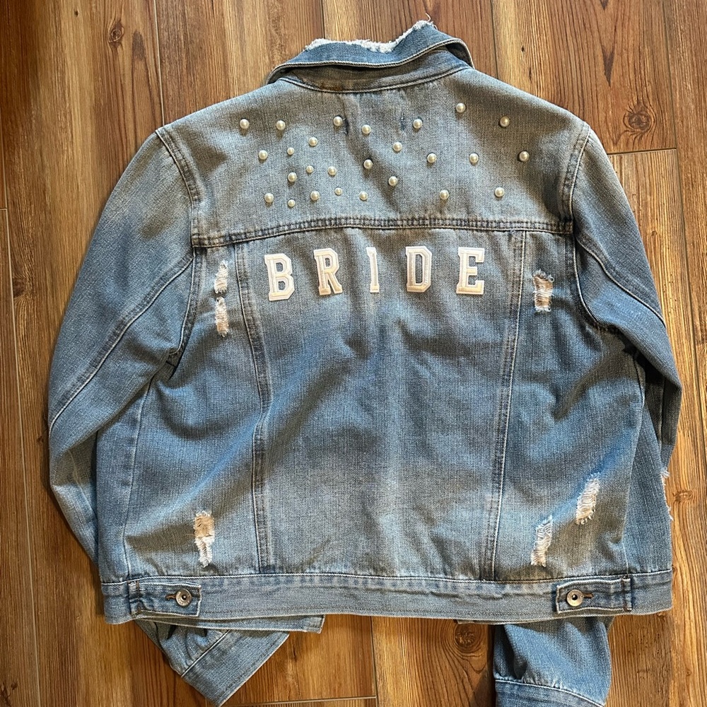 Distressed Bride Denim Jacket Extra Large